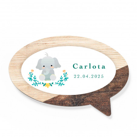 Magnete in legno con adesivo personalizzato design elefante per dettagli