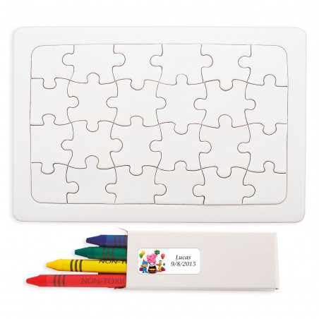Puzzle con cera colorata per disegnare e adesivo personalizzabile Pocoyó per dettagli