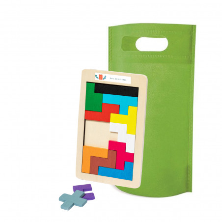 Puzzle tetris in legno personalizzato per comunione con borsa