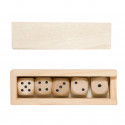 Gioco di dadi in legno in scatola personalizzata con adesivo di battesimo