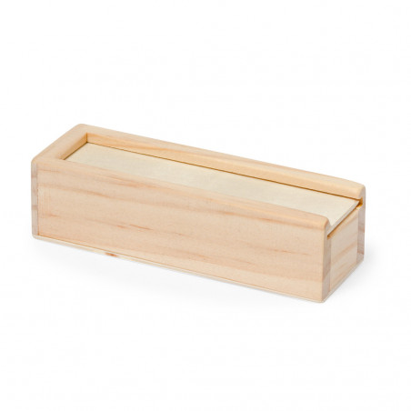 Gioco di dadi in legno in scatola personalizzata con adesivo di battesimo