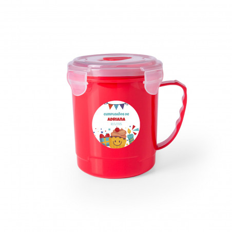 Contenitore con coperchio con adesivo di compleanno da regalare