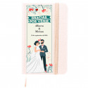 Blocco note con copertina rigida e adesivo per matrimonio personalizzabile per dettagli
