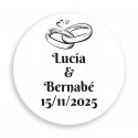 Penna in bamboo presentata in una custodia con adesivo alleanze personalizzabile per dettagli matrimonio