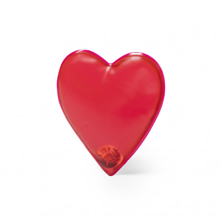 Scaldamani a forma di cuore rosso con borsa e adesivo personalizzato