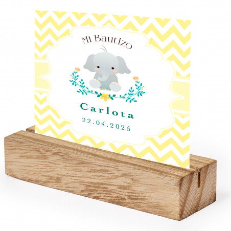 Supporto da tavolo in legno con biglietto promemoria per decorazione tavolo battesimo