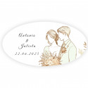 Adesivo ovale design romantico 4x2cm