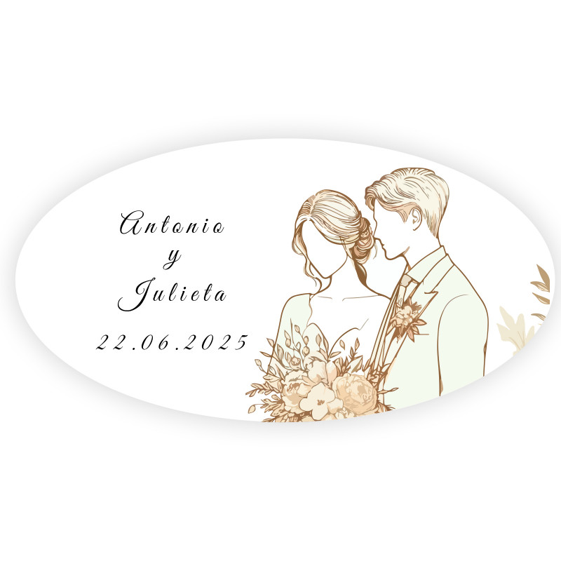 Adesivo ovale design romantico 4x2cm