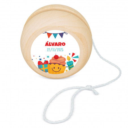 Yoyo di legno con adesivo personalizzabile per dettagli