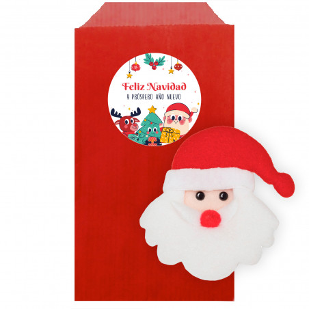 Magnete di Babbo Natale in busta rossa con adesivo natalizio personalizzabile per dettagli
