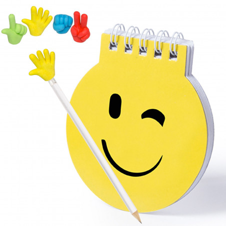 Libretto emoji e matita con gomma divertente per dettagli
