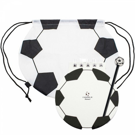 Borsa da calcio con quaderno personalizzato e matita per i dettagli dell'evento