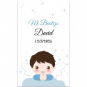 Adesivo angelo bambino 3x5 rettangolare personalizzabile per battesimo