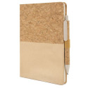 Quaderno di sughero color crema personalizzato con adesivo per matrimonio e borsa da regalo