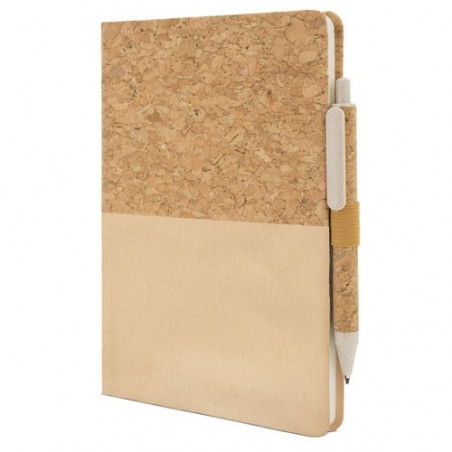 Quaderno di sughero color crema personalizzato con adesivo per matrimonio e borsa da regalo