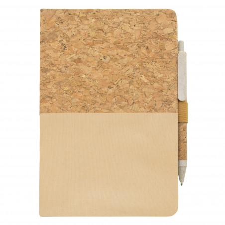 Quaderno di sughero color crema personalizzato con adesivo per matrimonio e borsa da regalo