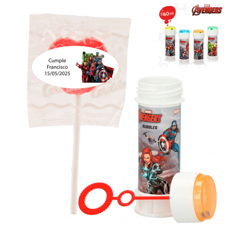 Pompero e lecca-lecca con adesivo degli Avengers personalizzabile per dettagli