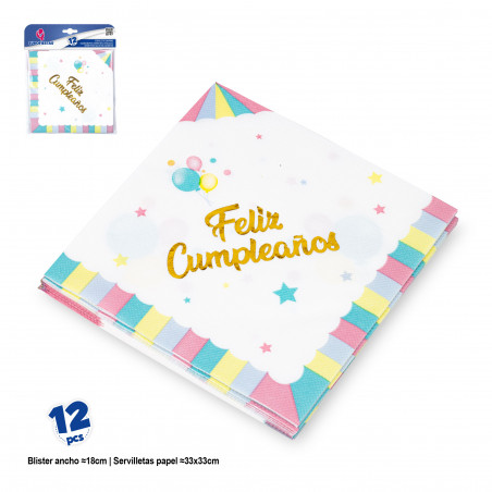 Tovaglioli Happy Birthday dai colori pastello per eventi