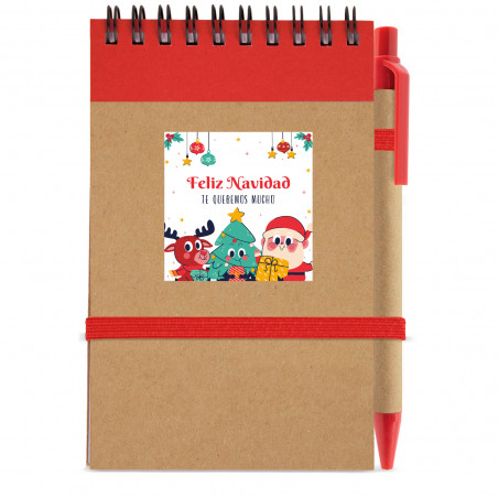 Quaderno con penna e adesivo personalizzato natalizio per dettagli