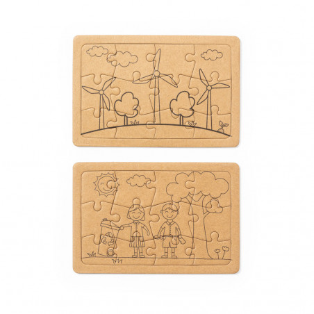 Puzzle eco in scatola con adesivo personalizzato per dettagli
