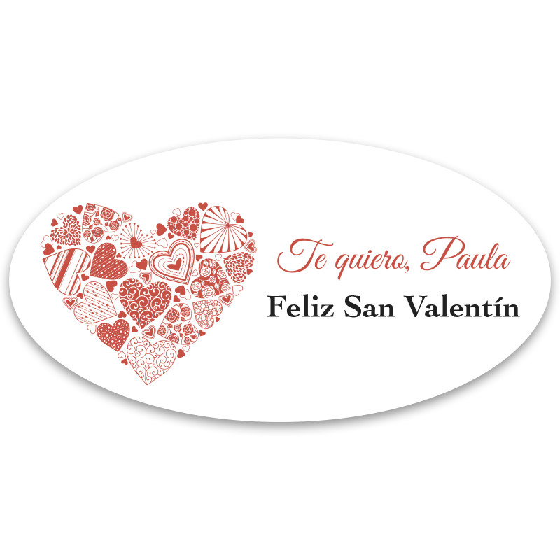 Adesivo ovale di cuori rossi romantici
