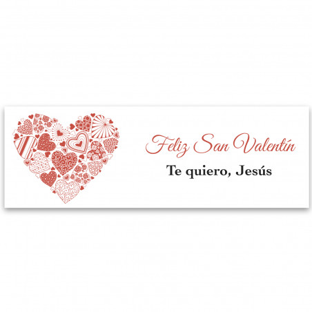 Adesivo rettangolare con cuori rossi 6x2 romantici