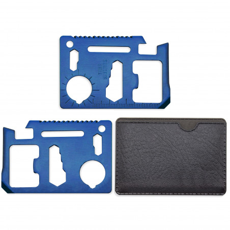 Multitool blu in custodia con adesivo personalizzato per comunione di bambino