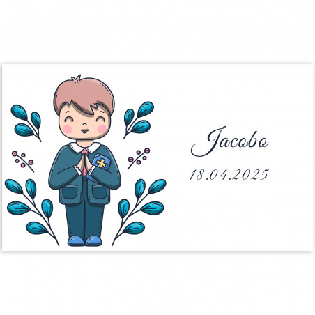 Adesivo 5x3 cm prima comunione bambino personalizzabile
