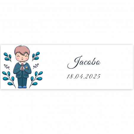 Adesivo 6x2 cm prima comunione bambino personalizzabile