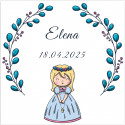 Adesivo quadrato 5x5 cm prima comunione bambina personalizzabile