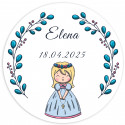 Adesivo rotondo 3cm prima comunione bambina personalizzabile
