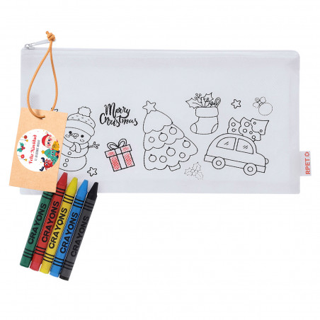 Set natalizio da colorare con pastelli e etichetta adesiva personalizzabile per dettagli