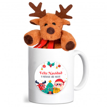 Tazza in ceramica personalizzata con peluche renna per dettagli