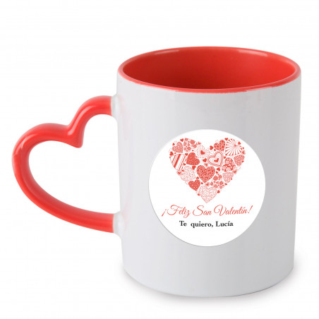 Tazza a cuore con adesivo personalizzabile per i dettagli