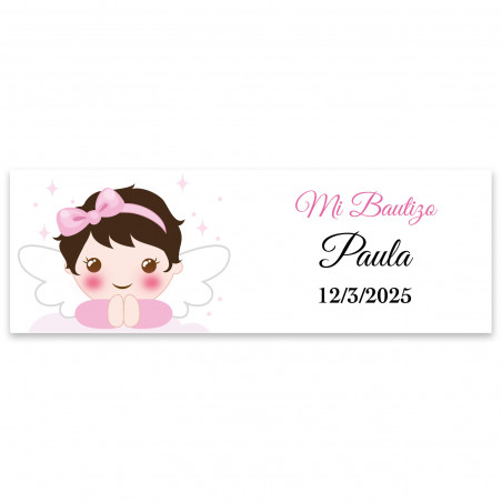 Portachiavi allungato bambina in astuccio personalizzato per battesimo