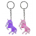 Portachiavi unicorno in scatola fucsia con adesivo coordinato personalizzabile per un regalo a un bambino