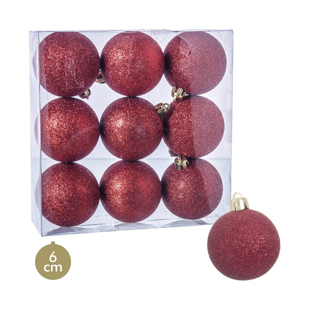 Palline glitterate rosse per decorazioni natalizie