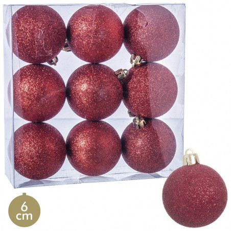 Palline glitterate rosse per decorazioni natalizie