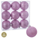 Palline glitterate rosa per decorazioni natalizie