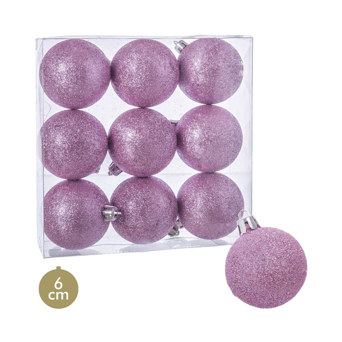 Palline glitterate rosa per decorazioni natalizie