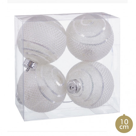 Palline d'argento per decorazioni natalizie 4 unità