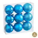 Palline blu opache, lucide e glitterate per decorazioni natalizie 9 unità