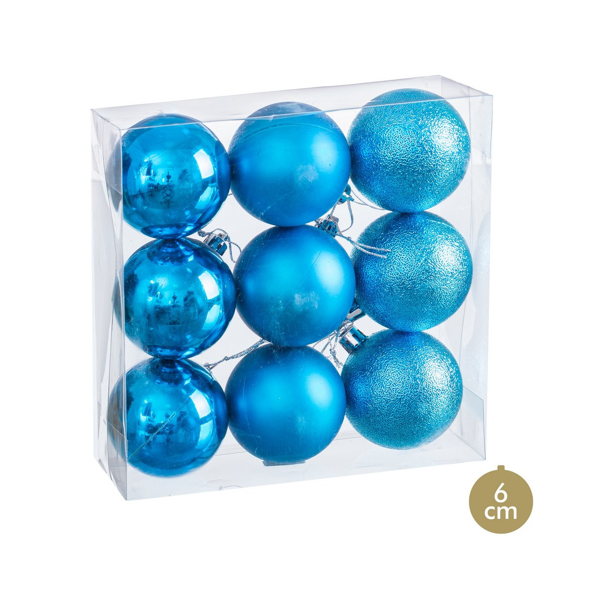 Palline blu opache, lucide e glitterate per decorazioni natalizie 9 unità