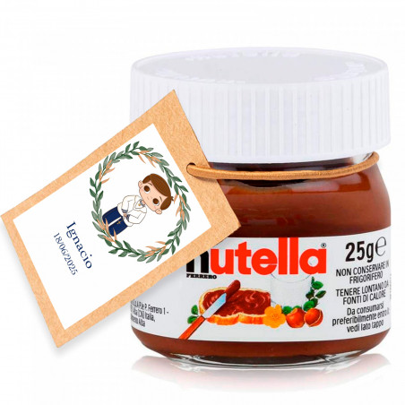 Nutella 25 gr. con etichetta personalizzabile per i dettagli della prima comunione del bambino