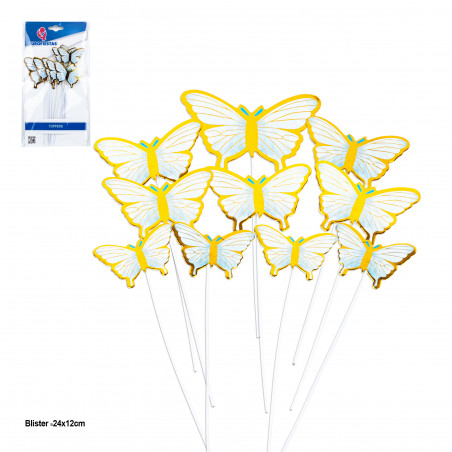Topper mariposas 18cm azul borde met.