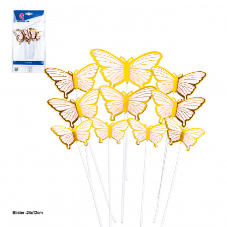Topper mariposas 18cm rosa borde met.
