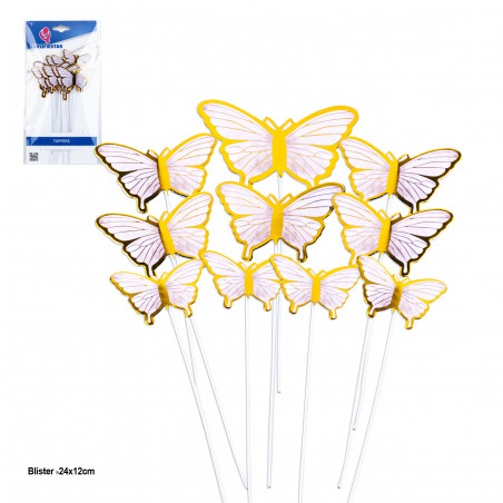 Topper mariposas 18cm lila borde met.
