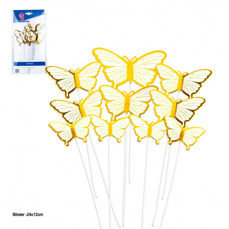 Topper mariposas 18cm oro borde met.