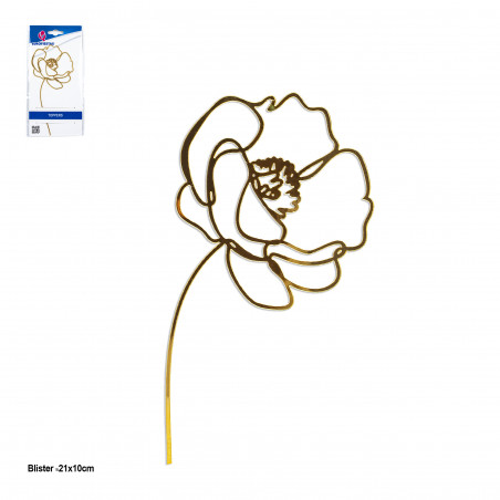Topper flor silueta 17x8cm oro