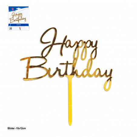 Topper lettere dorate lettere happy birthday per decorare torte